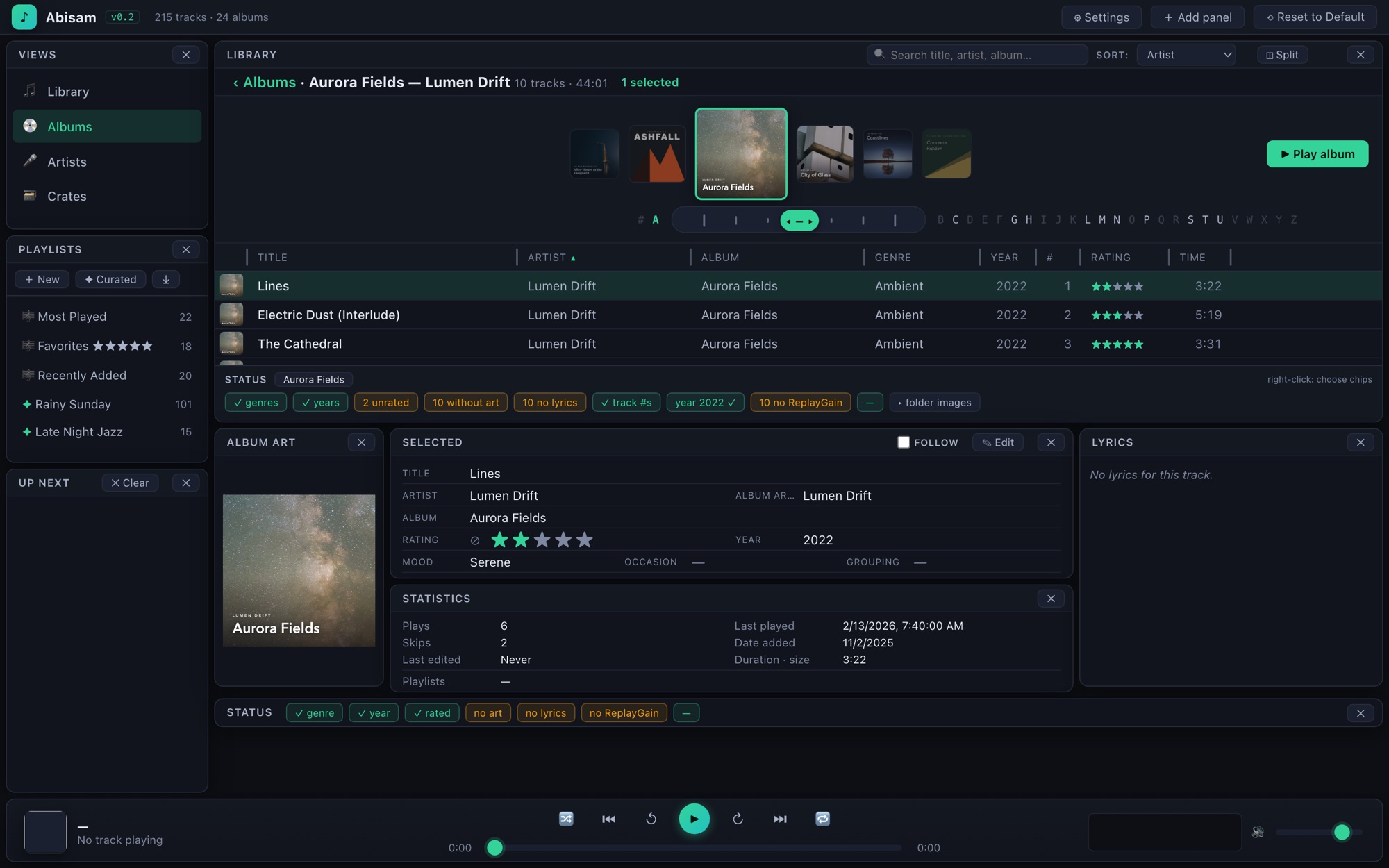 Abisam album drill-down, stacked layout